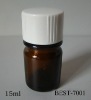 15ml brown flavor and fragrance glass bottle with rubber stopper and white plastic cap