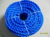 3-strand twised PE rope,10mm Blue PE rope