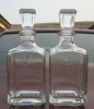 750 ml Square base clear wine bottle with glass cap