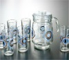 7pcs 1.6L glass kettle suit& glass cup sets