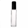 8ml (~1/3 oz)Clear Square Base Roll-on Bottle with a Black Plastic Cap