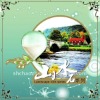 Beautiful decorative label of scenery