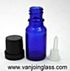 Blue Essential Oil Glass Bottle With Black Pilfer Proof Cap and Insert