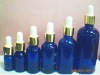 Blue glass essential oil bottle w/dropper