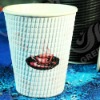 Disposable hot drink embossed paper cup