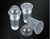 Disposable plastic beverage cup with lid