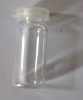 Glass vial with snap-on plastic cap