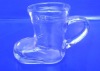 Leather shoes glass cup with handle