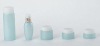 Ligh Green Glass Cosmetic Bottle with White Plastic Cap