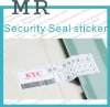 Minrui WARRANTY security seal label,box seal security label,cartons seal labels