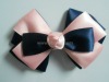 Navy and pink satin bowknot design adult hair bow ribbon wholesale