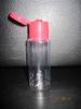 PET cosmetic clear bottle with flip cap