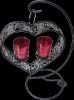 Red Plating glass candle cups with heart shaped metal holder