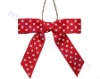 Red with white polka dotted rubber band bow