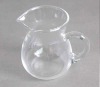 Round glass pot with handle