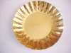 Round golden paper plates