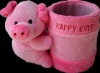 Soft plush piggy toy cases or holder