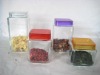 Squared glass storage jar set