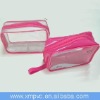 Transparent pvc cosmetic package with pink piping D-C112