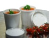 White paper soup containers with lids