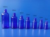 a set of blue essential oil glass bottle