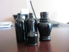 black essential oil bottles