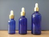 blue color essential oil glass bottle