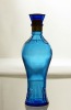 bule glass wine bottle