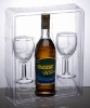 clear plastic tray packaging for red wine and goblet