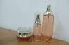 cosmetic packaging with aluminum pump nozzle and plastic cap