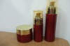 cosmetic packaging with aluminum pump nozzle and plastic cap