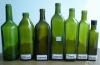 dark green Olive oil  glass bottle