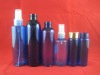 empty cosmetic blue bottles