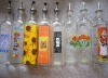 glass bottles with decoration