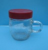 glass jar with handle