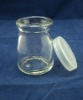 glass jar with white plastic caps , pudding bottle