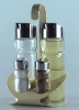 glass oil bottle four sets with metal stand