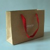 gold printing paper bag with ribbon handle