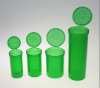 green POP medicine plastic vials hinged vials green