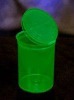 green hing-top plastic vials with FDA