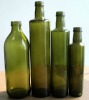 green olive oil square glass bottle