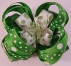 green ribbon with white dots and white ribbon in the centre gorgeous kids hair accessories