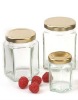 hexagonal clear glass storage jars