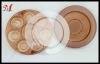 light brown plastic PETE food packaging round container with lids