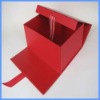 red colour cardboard folding paper packing box witn suitable ribbon