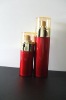 red cream glass packaging pump sprayer with shining