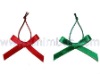 red/green small decorative bow with metallic stretch loop