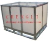 returnable metal container with plasic panel