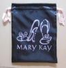 satin shoe bag with ribbon drawstring and printing