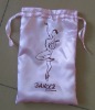 satin shoe bag with ribbon drawstring and printing